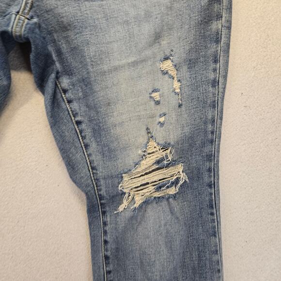 Judy Blue Distressed Boyfriend  Jeans Womens 16W Stretch Skinny Raw Hem Mid Rise - Picture 4 of 12